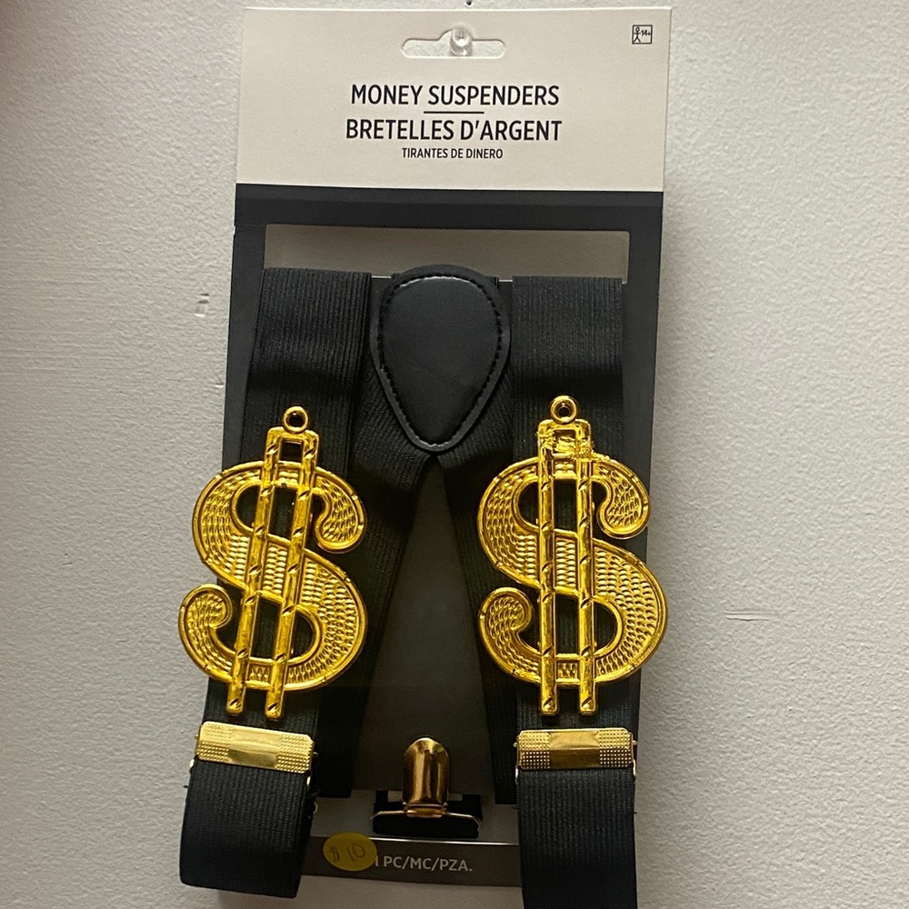 Amscan Black and Gold Money Halloween Suspenders
